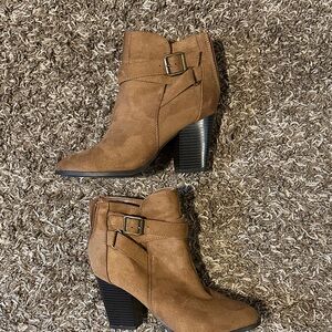 Brown Ankle Boots with Buckle Detail